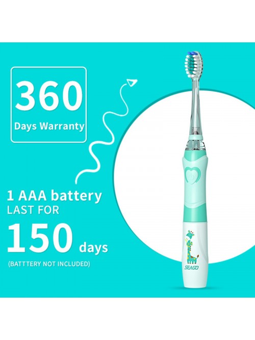 Giraffe children's sonic electric toothbrush (3-12 years old), children's soft bristle brush head (battery type)