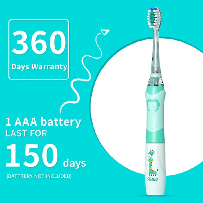 Giraffe children's sonic electric toothbrush (3-12 years old), children's soft bristle brush head (battery type)