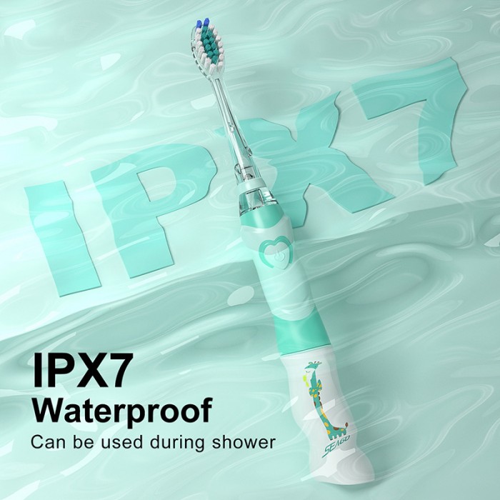 Giraffe children's sonic electric toothbrush (3-12 years old), children's soft bristle brush head (battery type)