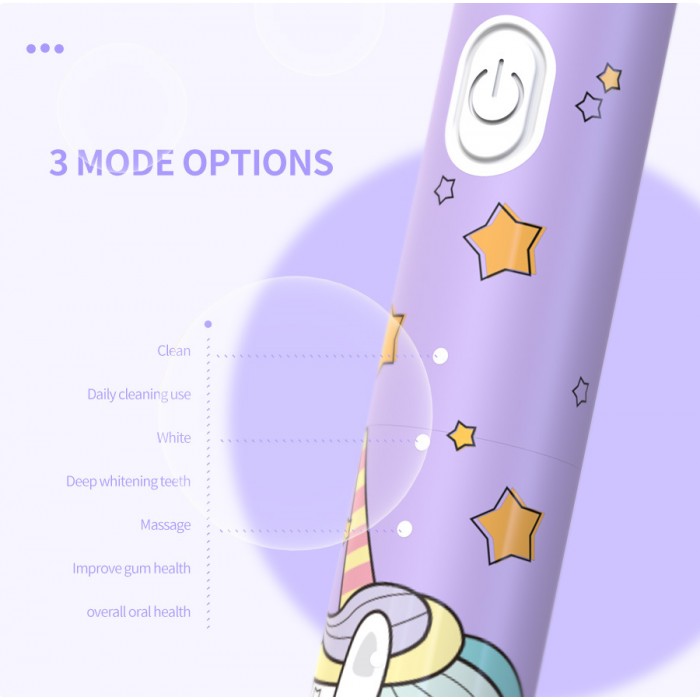 Children's Cartoon Sonic Toothbrush (3-12 years old) Smart Whitening Toothbrush (USB Rechargeable)