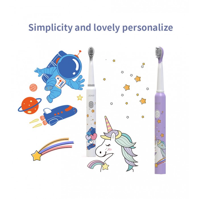 Children's Cartoon Sonic Toothbrush (3-12 years old) Smart Whitening Toothbrush (USB Rechargeable)
