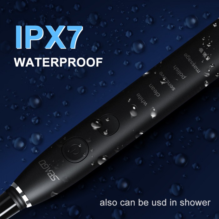 High-end, ultra-long battery life (50 days) sonic electric toothbrush for adults, IPX7 waterproof (USB charging)