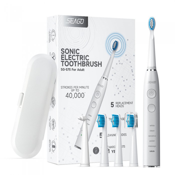 High-end, ultra-long battery life (50 days) sonic electric toothbrush for adults, IPX7 waterproof (USB charging)