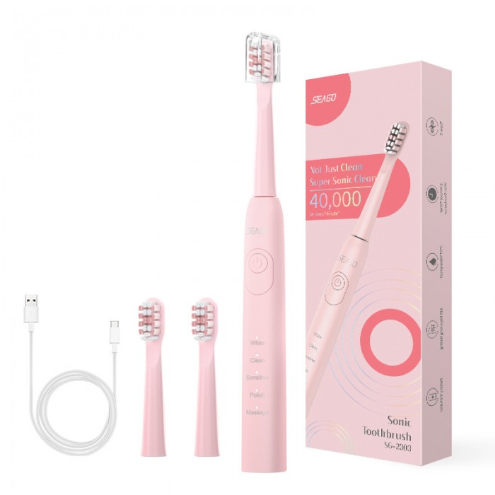 High-end adult sonic electric toothbrush, IPX7 waterproof, two-color optional (Type-C charging)