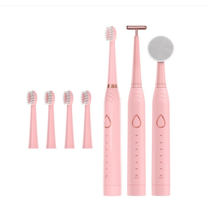 Three-in-one, six-speed adjustable soft-bristle electric toothbrush, suitable for men and women (USB rechargeable)