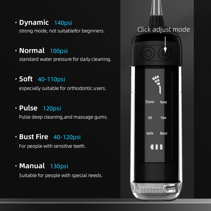 Smart touch electric tooth cleaner (5 nozzles), oral cleaning irrigator (type-c rechargeable)