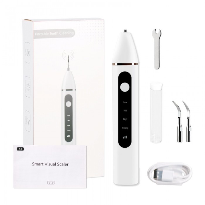 WIFI link, visual ultrasonic scaler (USB charging), tooth brushing, tartar removal, tartar removal set