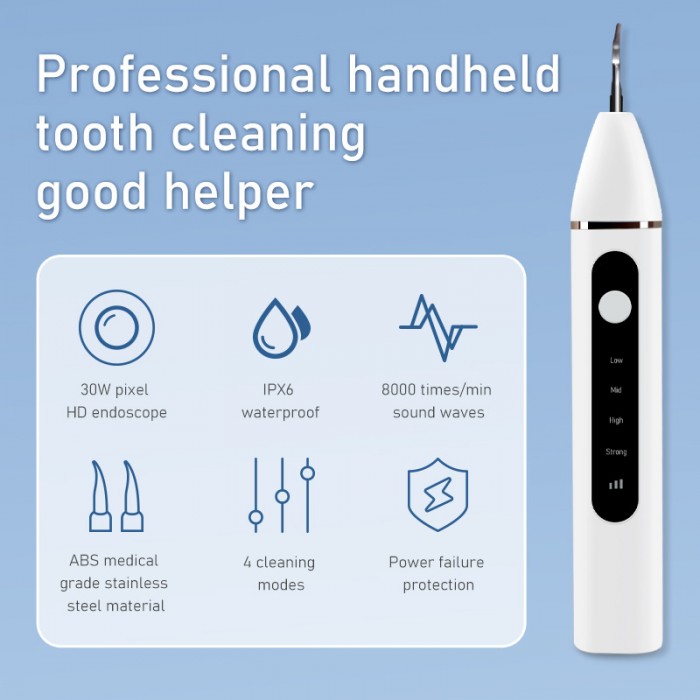 WIFI link, visual ultrasonic scaler (USB charging), tooth brushing, tartar removal, tartar removal set