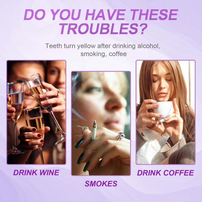 Purple natural whitening tooth strips (70 pieces in a value pack), natural plant extracts, whiten teeth quickly