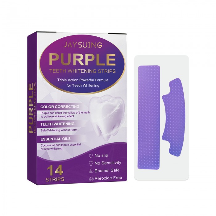Purple natural whitening tooth strips (70 pieces in a value pack), natural plant extracts, whiten teeth quickly
