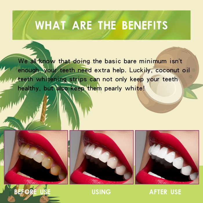 Coconut oil whitening tooth strips (50 pieces in a value pack), extracted from natural plants, whiten teeth quickly
