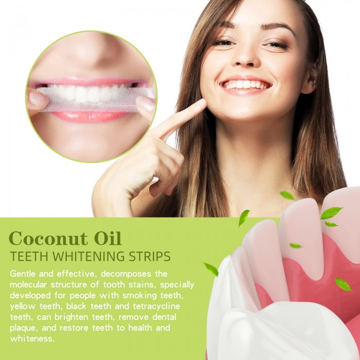 Coconut oil whitening tooth strips (50 pieces in a value pack), extracted from natural plants, whiten teeth quickly