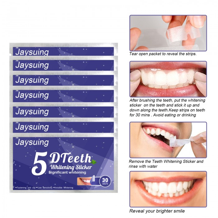 5D Whitening Teeth Strips (50 pieces in a value pack), whiten teeth quickly, remove yellowing and stains, and clean deeply