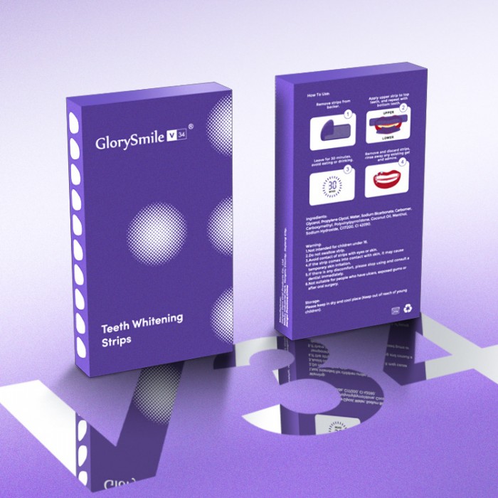 V34 powerful whitening and whitening tooth strips (14 pairs, half a month's supply), yellow and stain removing whitening tooth strips