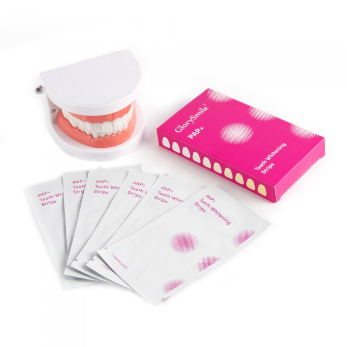 PAP, 3D teeth whitening strips (14 pairs, half a month’s supply), yellow and stain removal strips